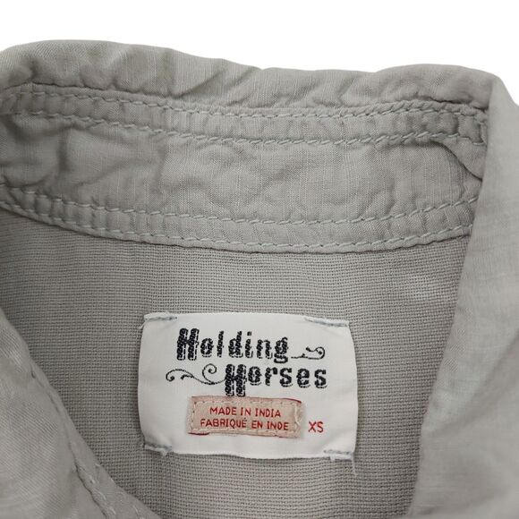 Anthropologie Holding Horses Sun Washed Tunic Womens XS Green Roll Tab Sleeve - Picture 11 of 13